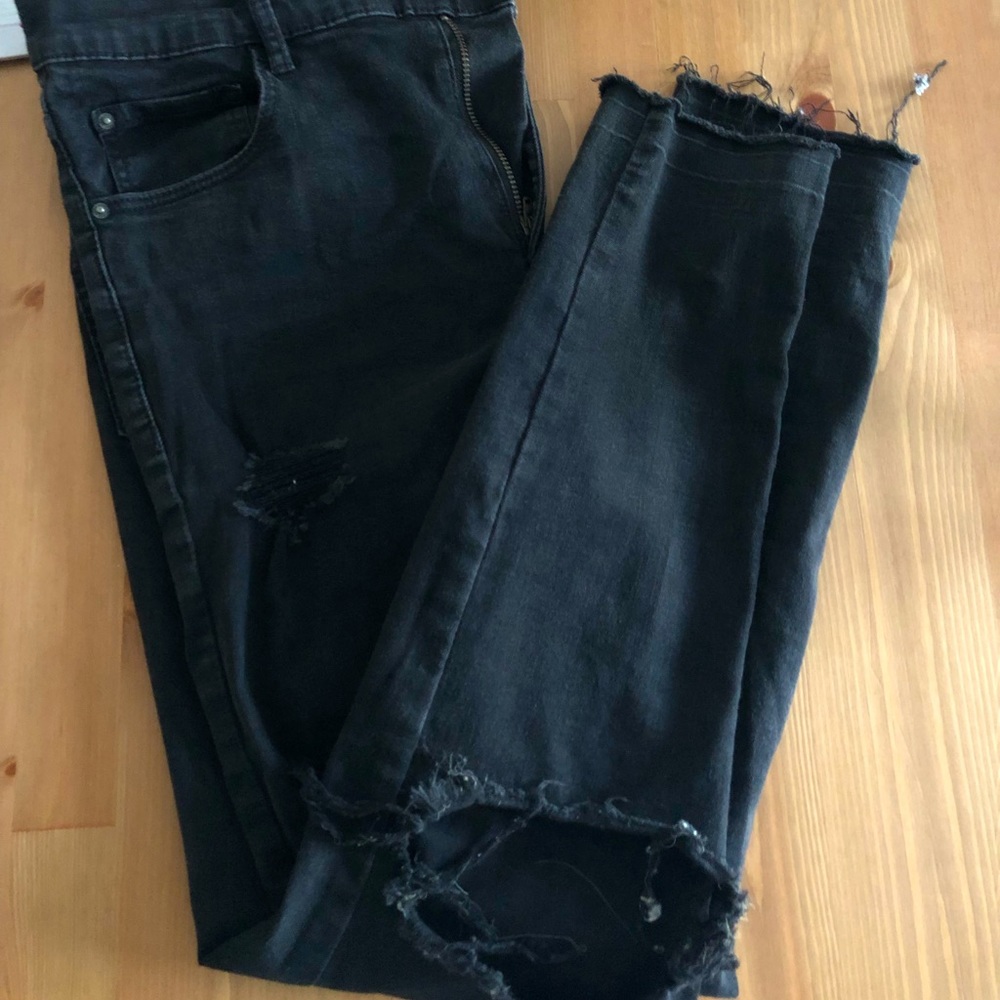 Faded black ripped skinny jeans